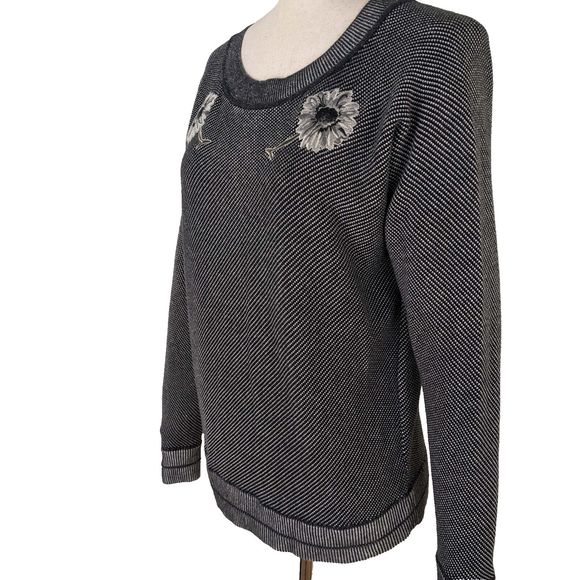 Margaret OLeary Womens XS Black Cotton Pullover Embroidered Applique Sweater - Picture 3 of 8